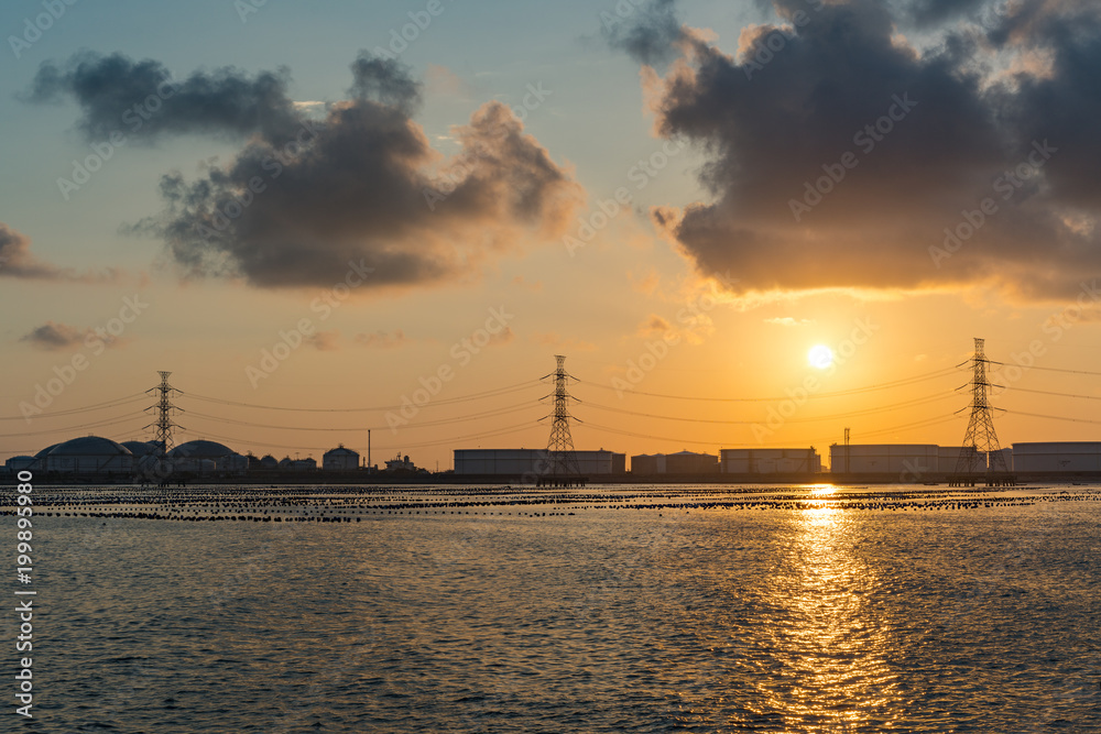 beautiful sunset over calm sea thailand