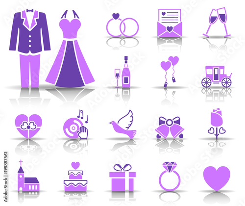 Hochzeit Iconset - Lila (Schatten)