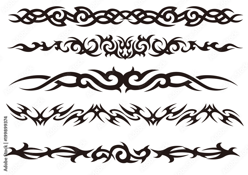  Tattoo tribal vector design art set. Stock Vector | Adobe Stock