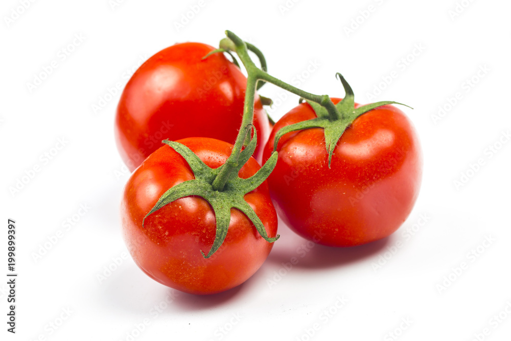 Top view of bunch of fresh tomatoes isolated on white background Top view of bunch of fresh tomatoes isolated on white background