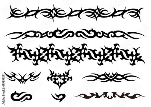 Photo Tattoo tribal vector design art set.