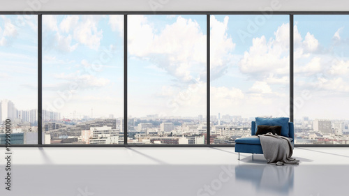 Modern bright interiors apartment 3D rendering illustration