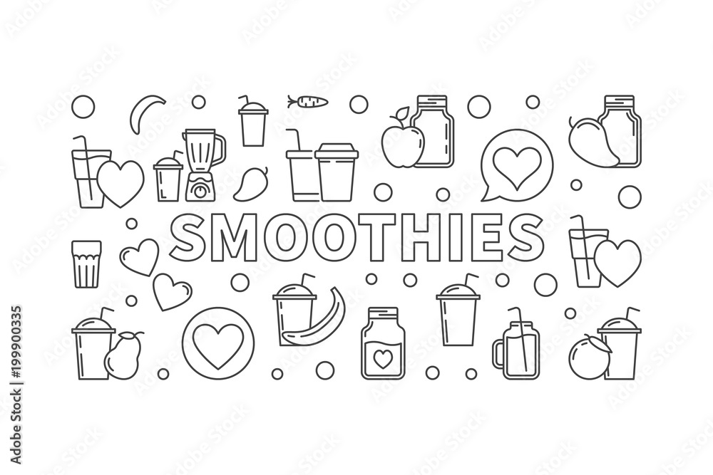 Smoothies vector concept linear horizontal banner