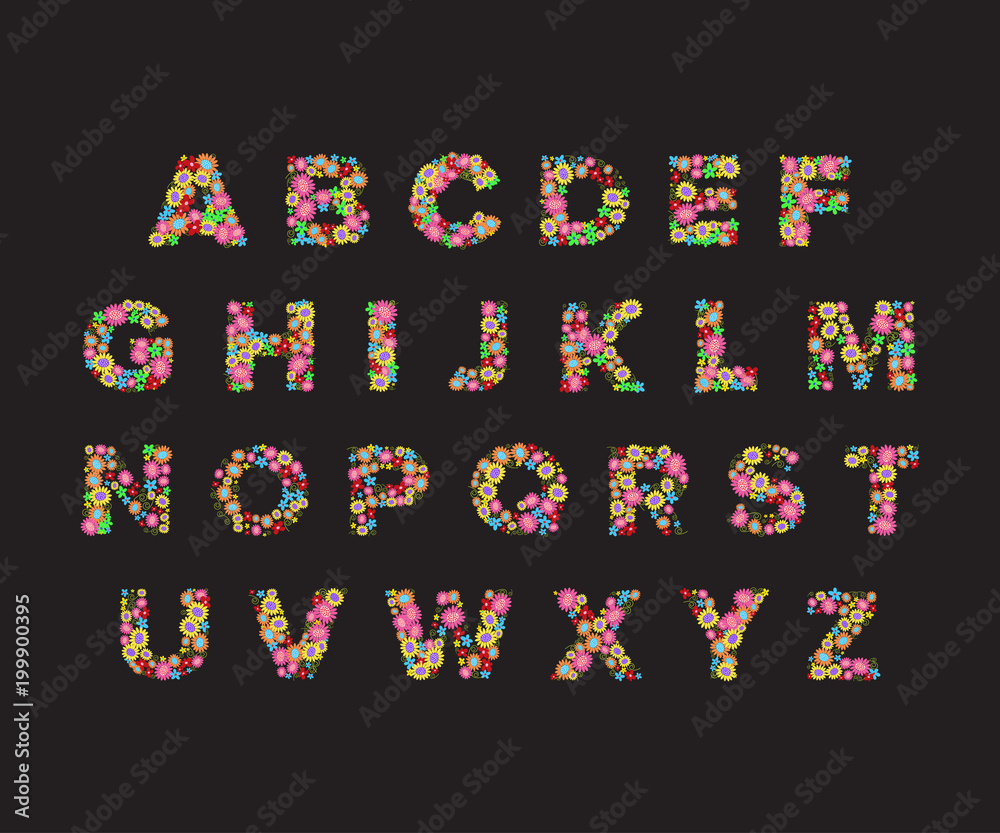 vector flower font,capital Alphabet vector flower font,capital Alphabet