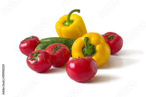 Bell peppers, tomatoes, cucumbers