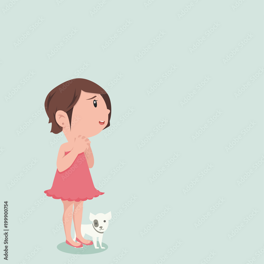 Girl standing with dog Girl standing with dog