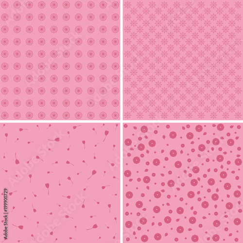 Set of floral abstract seamless patterns