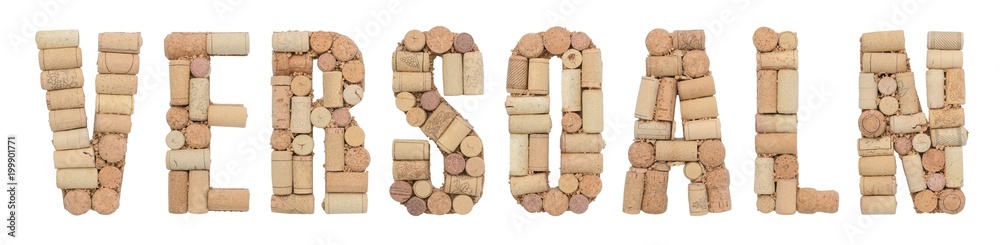 Grape variety Versoaln made of wine corks Isolated on white background