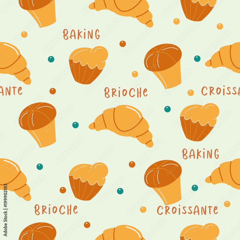 Seamless pattern. French pastry. Seamless pattern. French pastry.