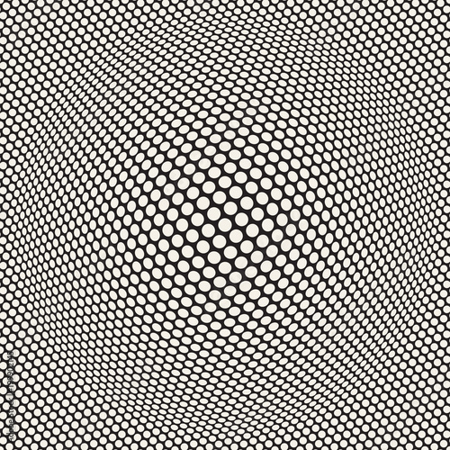 Halftone bloat effect optical illusion. Abstract geometric background design. Vector seamless retro pattern.