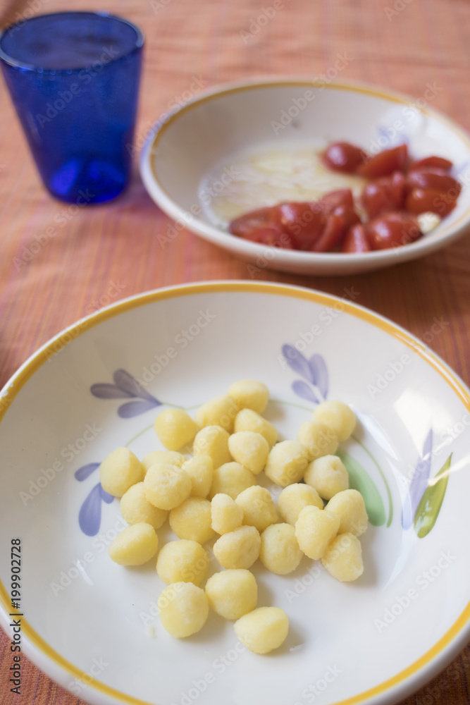 potato small dumplings with fresh tomatoes potato small dumplings with fresh tomatoes