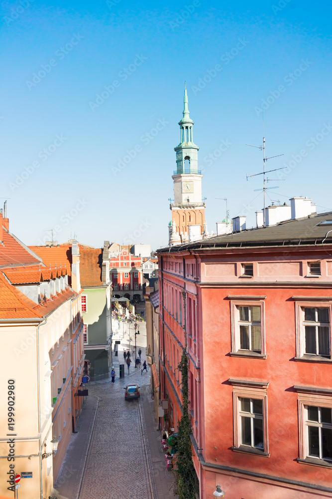 Obraz premium street leading the central market square in Poznan, PolandPoznan, Poland