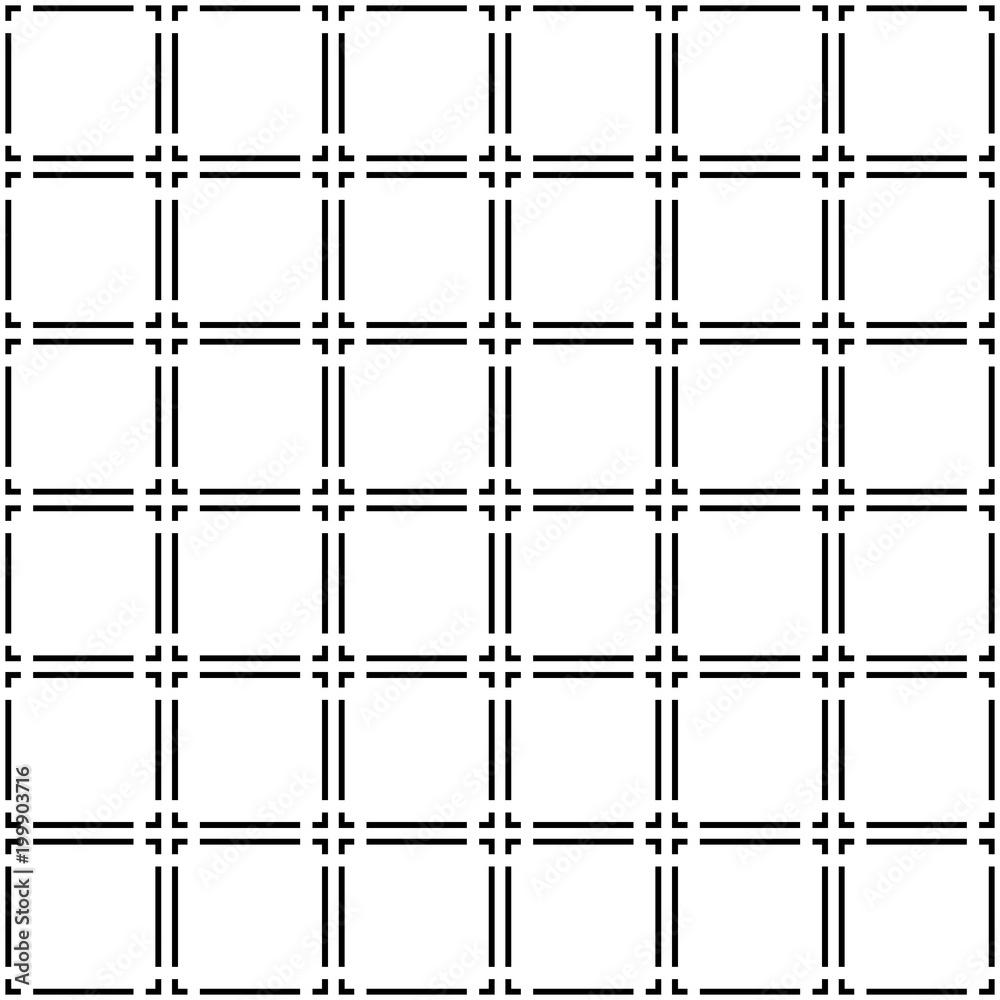 Naklejka premium Black and white abstract simple checker striped geometric seamless pattern, vector