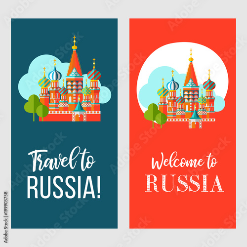 Travelling to Russia.  Welcome to Russia. Vector illustration.