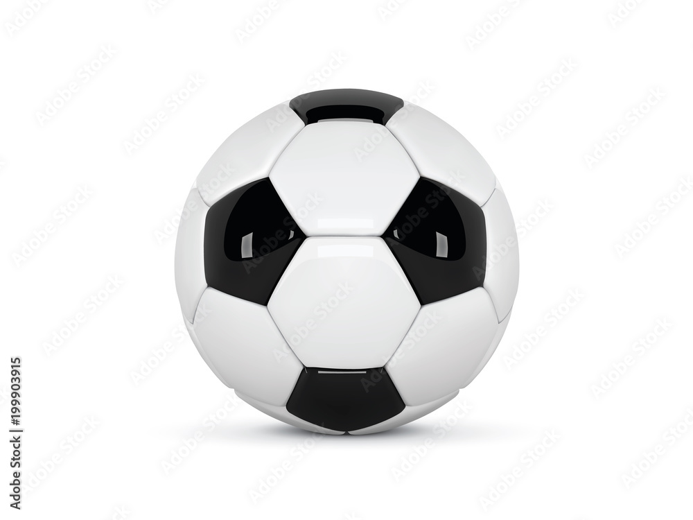 Realistic soccer ball or football ball on white background. 3d Style vector Ball isolated on white background Realistic soccer ball or football ball on white background. 3d Style vector Ball isolated on white background