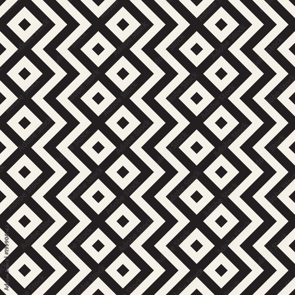 Stylish lines lattice. Ethnic monochrome texture. Abstract geometric background design. Vector seamless pattern. Stylish lines lattice. Ethnic monochrome texture. Abstract geometric background design. Vector seamless pattern.
