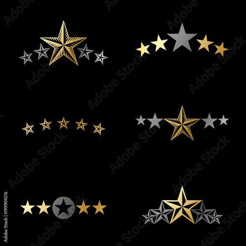 Stars ancient emblems elements set. Heraldic vector design elements collection. Retro style label, heraldry logo.