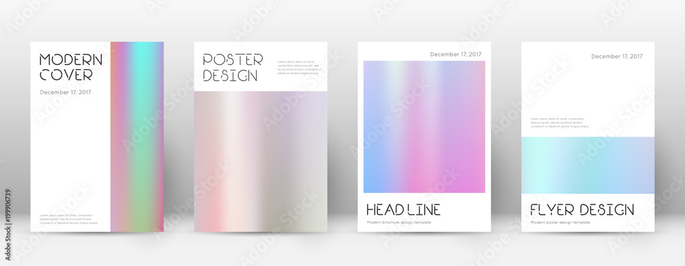 Flyer layout. Minimal terrific template for Brochure, Annual Report, Magazine, Poster, Corporate Presentation, Portfolio, Flyer. Appealing pastel hologram cover page.