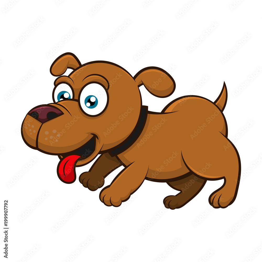 Fototapeta premium Cute Puppy Cartoon Character Playing