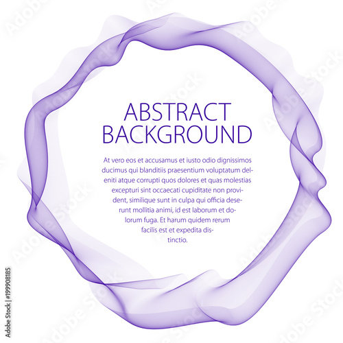 Flowing smooth linear frame in a shape of circle. Vector abstract artistic beautiful background with copy space for text.  Isolated over white background.