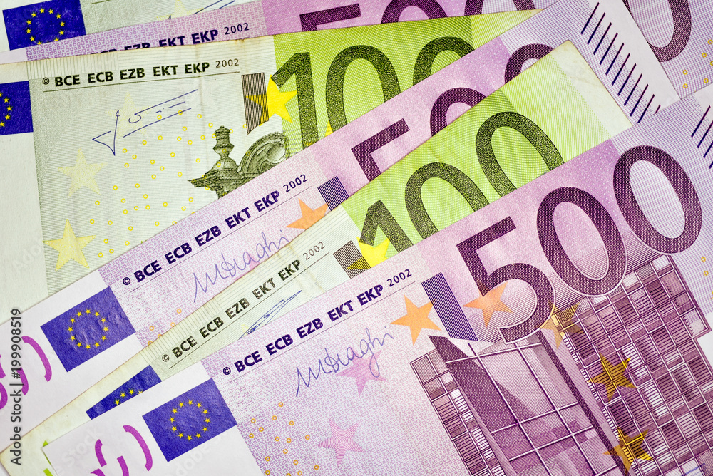 Close-up Euro currency note, European Union currency Close-up Euro currency note, European Union currency