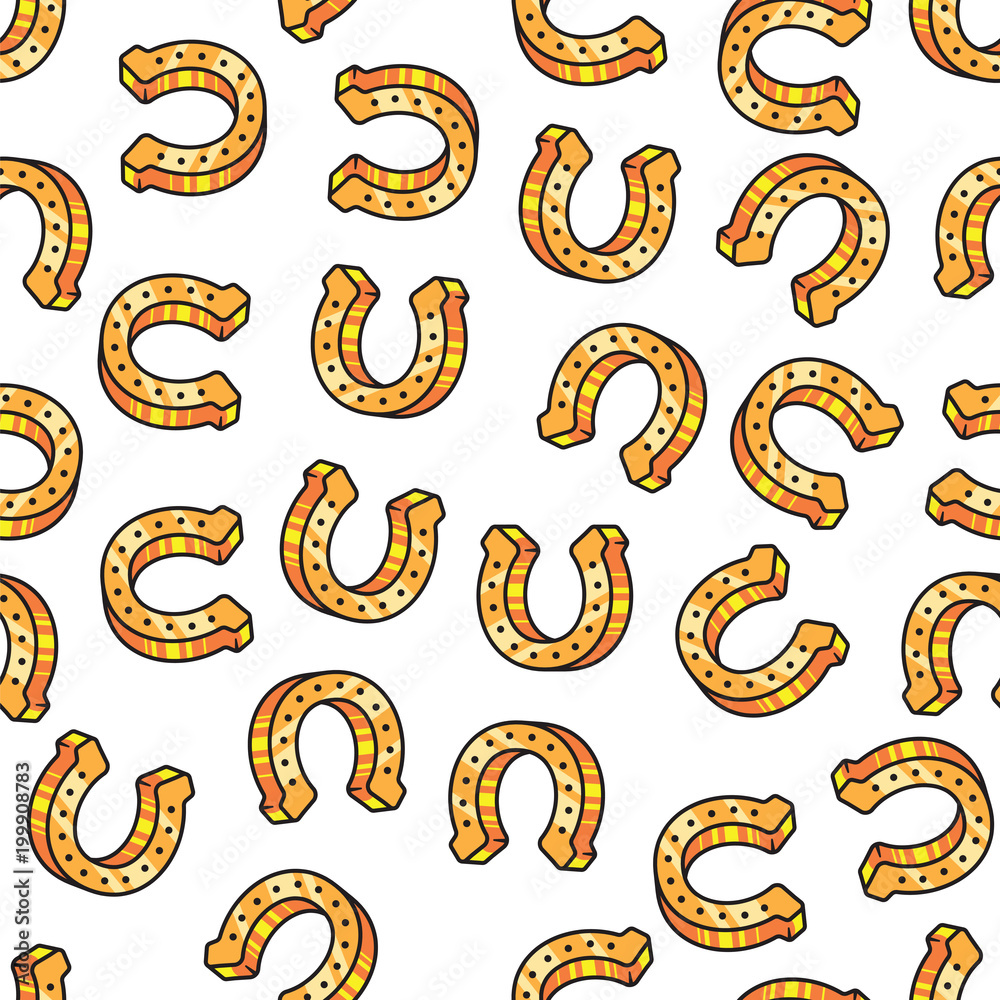 PrintSeamless pattern horse shoe on white background. PrintSeamless pattern horse shoe on white background.