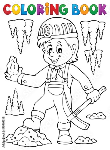 Coloring book miner theme image 1
