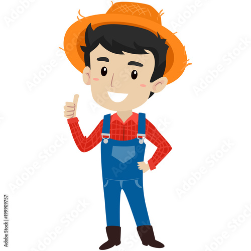 Vector Illustration of a Farmer showing thumbs up gesture