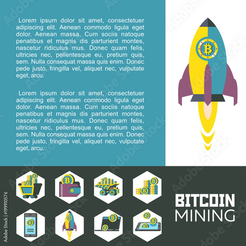 Bitcoin mining. Vector illustration.