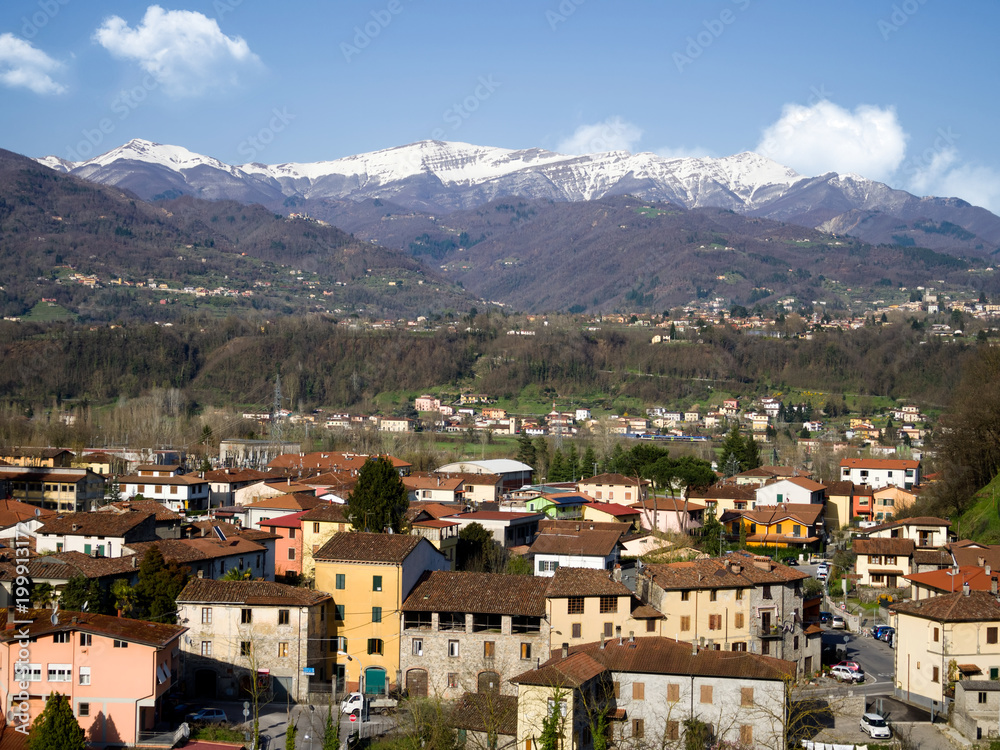 Fototapeta premium Garfagnana view. Above Gallicano, Lucca in Tuscany. Italy.