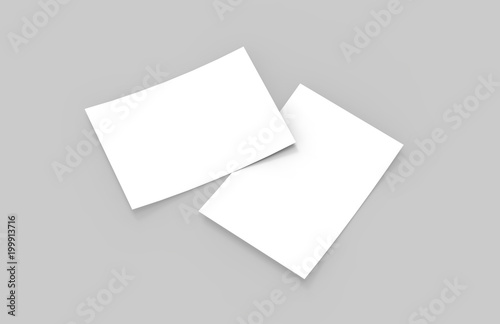 A6 Flyer, Postcard, Invitation Mock-Up On Isolated Background, 3D Illustration photo