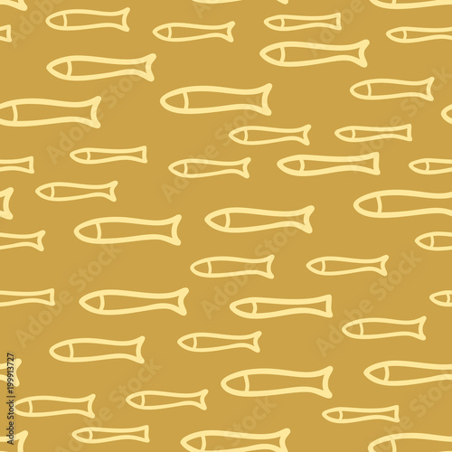 Vector seamless gold sardines pattern.