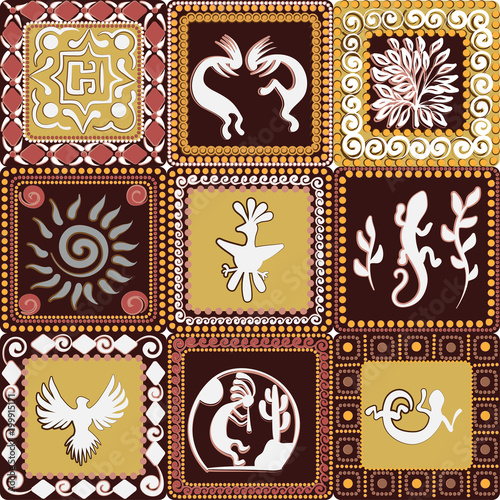 pattern with imitation of elements of rock art