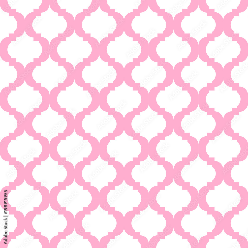 Pink quatrefoil lattice pattern. Pink quatrefoil lattice pattern.