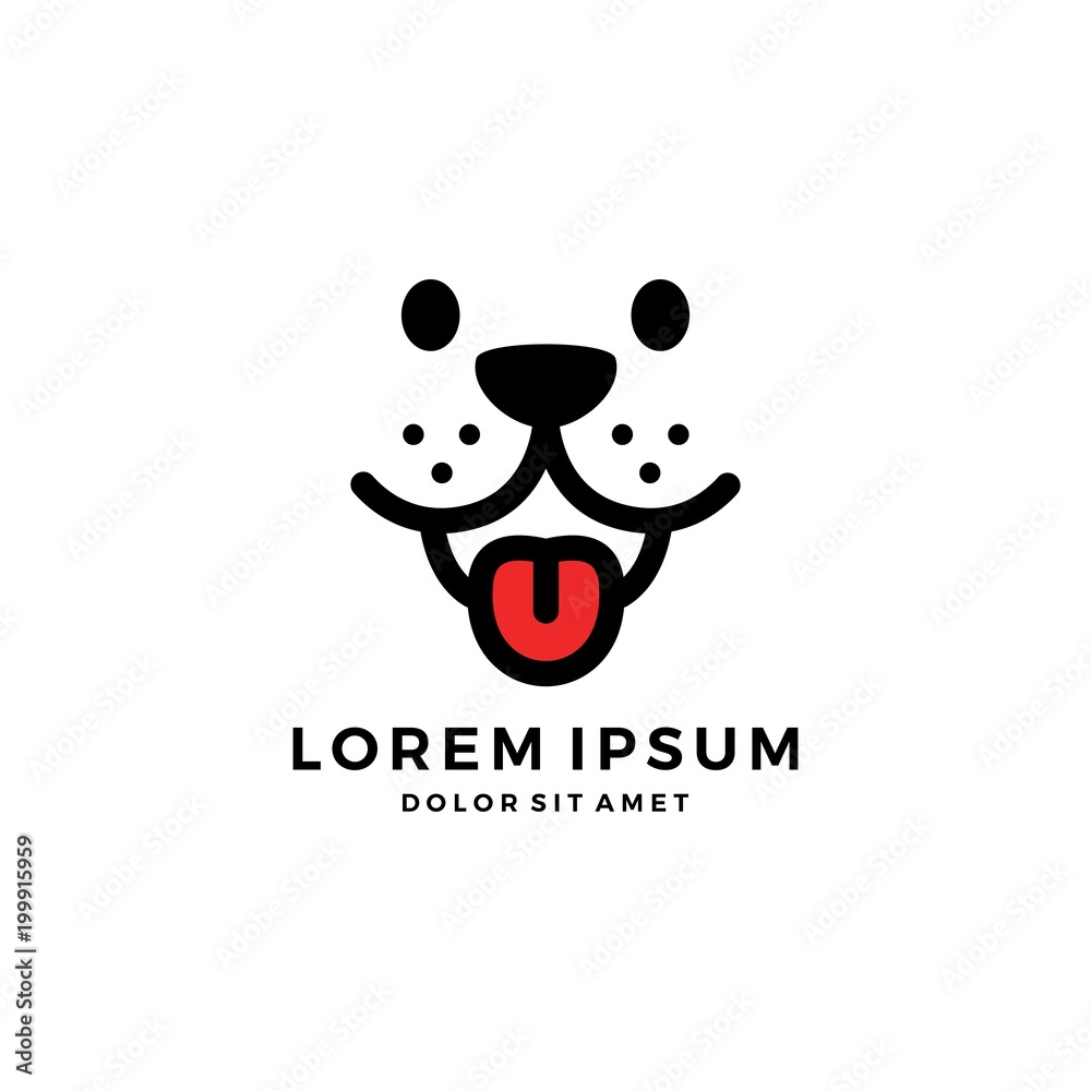 dog face smile happy cute pet head logo vector icon Stock Vector