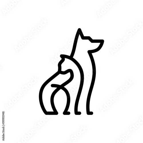 dog cat pet care outline line art monoline logo vector icon