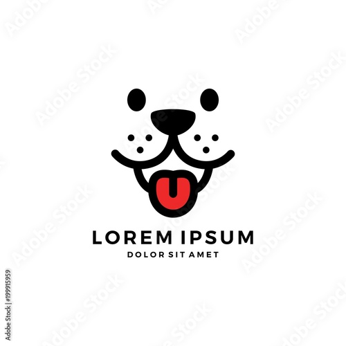dog face smile happy cute pet head logo vector icon