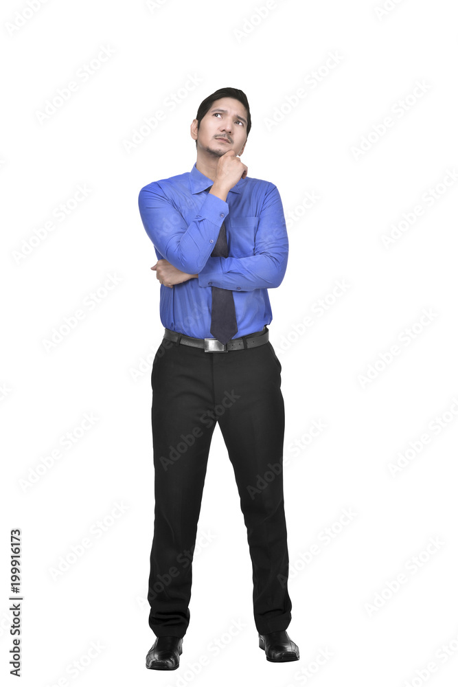 Portrait of asian businessman thinking about something Portrait of asian businessman thinking about something