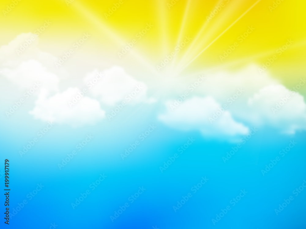 sunshine sky, abstract yellow blue clouds background Stock Vector | Adobe  Stock