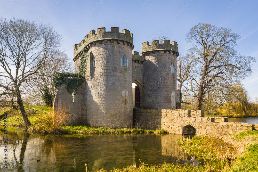 Whittington castle in northern Shropshire England was originally a Norman motte and bailey castle on the Welsh Marches dating back to 1138