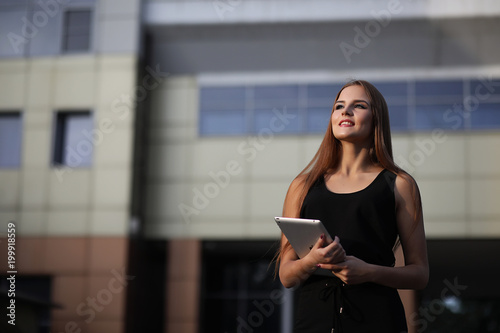 Girl with documents at a business meeting