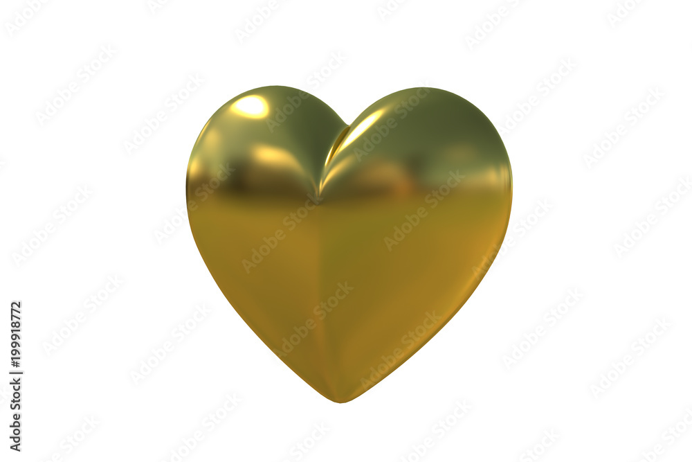 Golden heart on white isolate Golden heart on white isolate