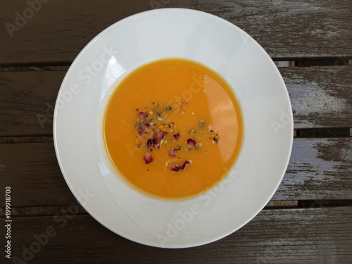 Pumpkin soup in a plate