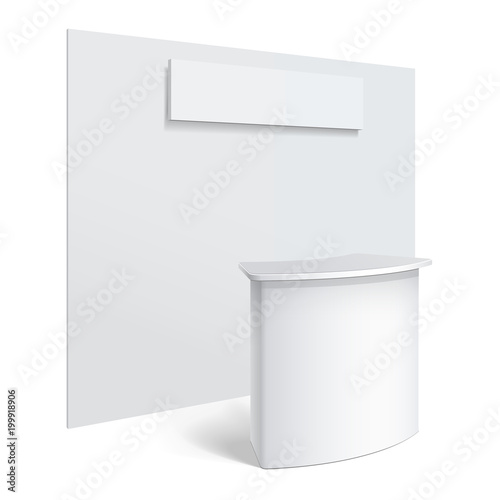 White reception or information desk.