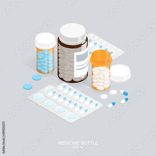 isometric medicine pills bottle photo