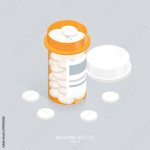 isometric medicine pills bottle open