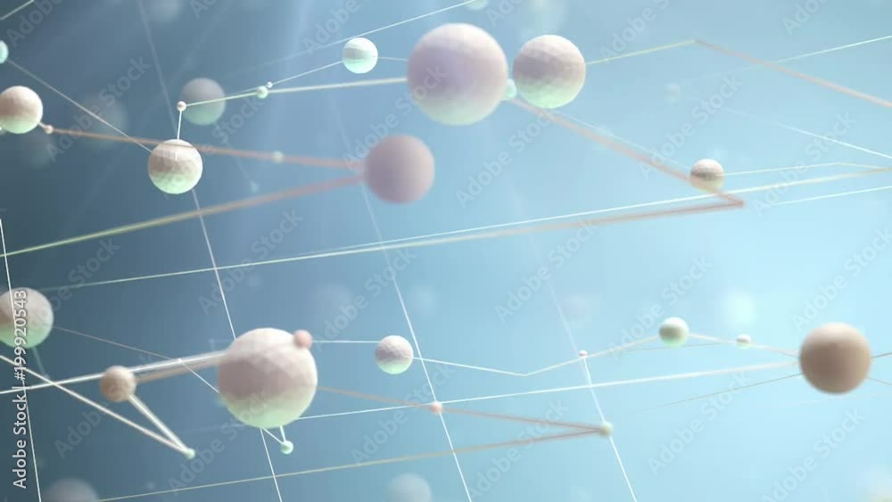 Concepto de ciencia y biotecnología. Moleculas en movimiento
