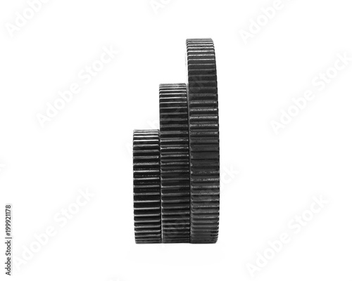 Metal gears isolated on white background, design element
