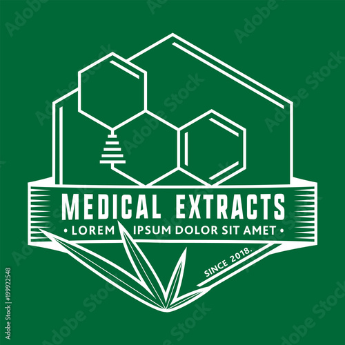 THC molecule / Medical (marijuana, cannabis) extracts. Vector and illustration. Logo design. 
