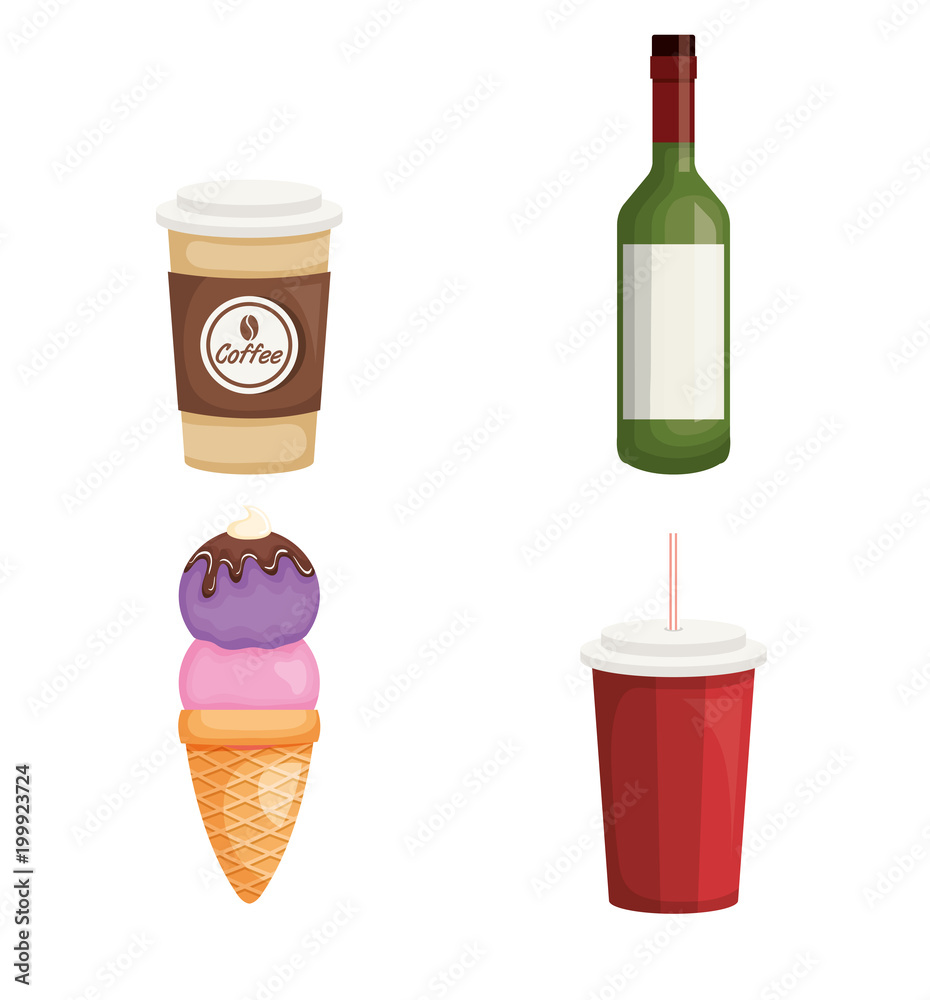 drinks beverage set icons vector illustration design